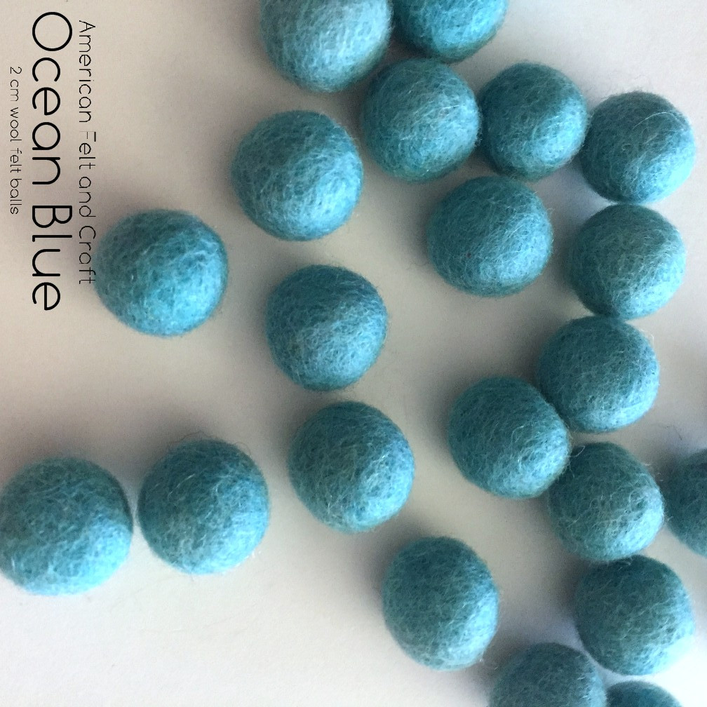Ocean Blue - Wool Felt Balls 2cm - American Felt & Craft