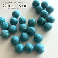Ocean Blue - Wool Felt Balls 2cm