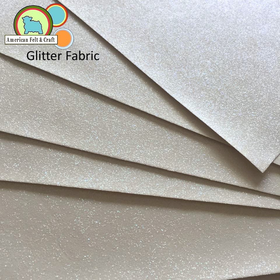 White Glitter Felt Fabric