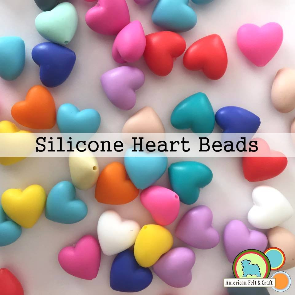 Heart Shaped Silicone Teething Beads - American Felt & Craft