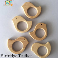 Partridge Bird Organic Wood Teething Pendant