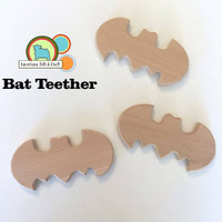 Natural Wood Bat Teether
