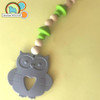 Shown with chubby owl silicone teether and wood beads