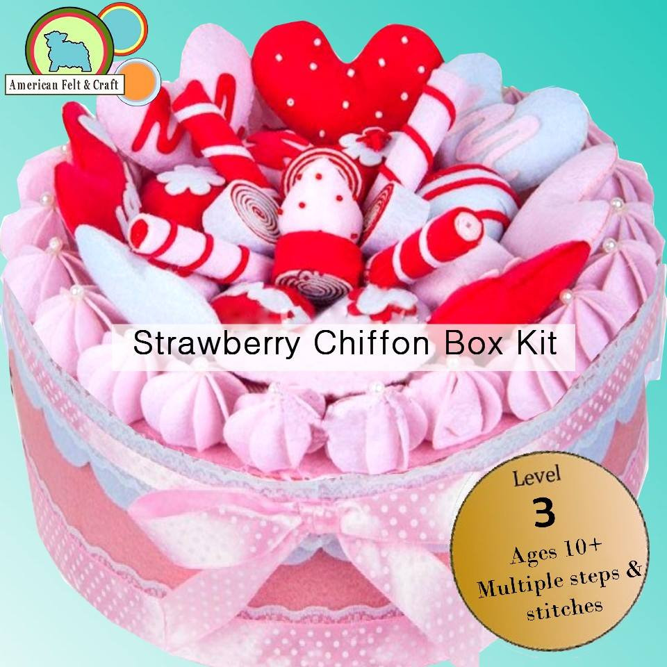 Strawberry Chiffon Felt Cake Box Kit- Imported - American