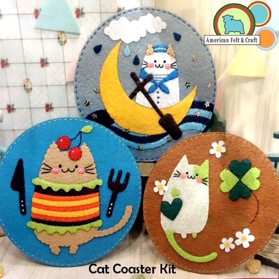 Crazy Cat Coaster Felt Craft Kit- Imported - American Felt & Craft