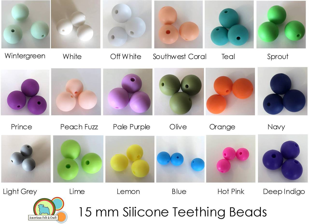 10 15mm Silicone Teething Beads Wide Variety Of Colours 