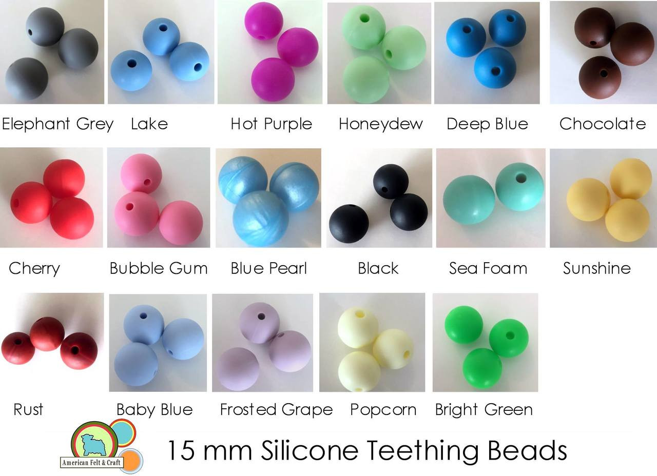 100 PCS 15 Mm Silicone Beads Bulk 15 Colors Rubber Beads Necklace