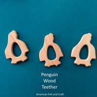 Penguin birchwood teether