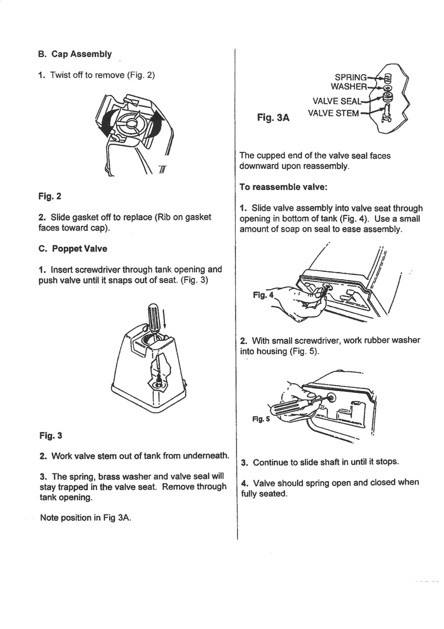 Hoover SteamVac Valve Stem, Spring and Seal. Fits Clean Water Tank