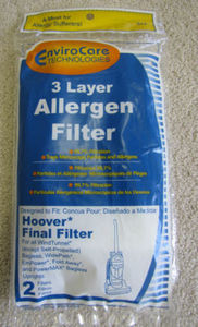 2  Hoover Windtunnel Allergen 3 layer Filters 38766009