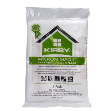 One package of 2 Genuine Kirby Micron Magic HEPA Filtration filter bags