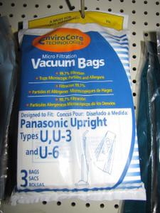 3 Panasonic Upright Powerwave U U3 & U6 Vacuum Bags