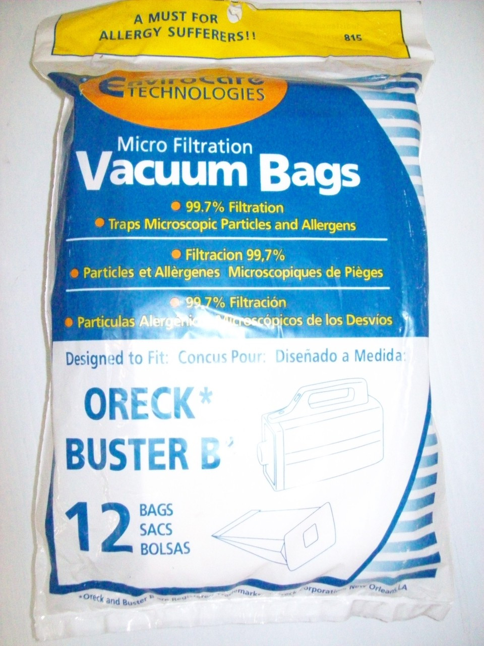 Oreck Buster B, 815, O-BB12 Envirocare Technologies