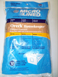 12 Oreck HouseKeeper Compact Canister Bags & 1 Filter