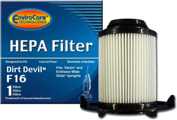 F16 HEPA Filter for Dirt Devil Vision, Vision Wide Glide, Envision. EnviroCare Brand Replaces 2JW1000000 - Models 086715, 086700, 086710