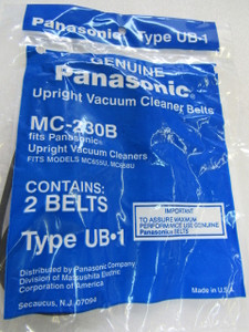 2 Genuine Panasonic MC-230B Type UB-1 Vacuum Belts-Made in USA- MC655U, MC658U 