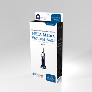 Genuine Riccar R30D / Brilliance HEPA Vacuum Bags - Fits R30D, R30P, & R30PET - Blue Bag Holder - RNHC-6
