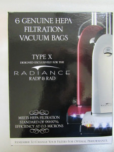 Riccar Radiance RADP & RAD HEPA Bags- 6 Genuine Bags- RXH-6- Type X