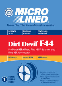 F44 HEPA Filter Dirt Devil Quick Lite Cyclonic UD20015 UD20020 UD20025- 3-04019-001. Filter kit includes HEPA and foam filters. 