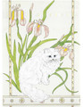 White Cat with Irises (8x10)