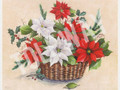 Red & White Poinsettias in Basket by Reina (8x10)