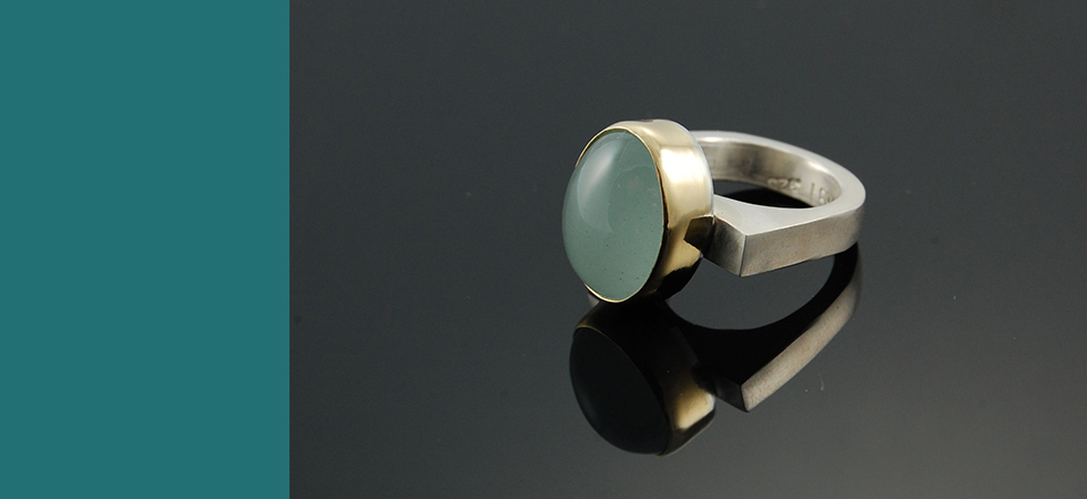 aquamarine in silver and gold