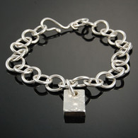 Linked Silver Bracelet with Recycled Silver Ingot