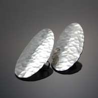 Hammered Silver Oval Earrings