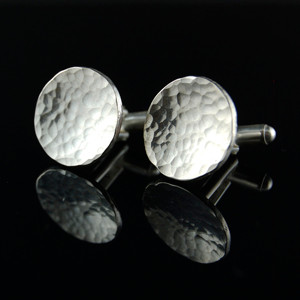 round silver cufflinks