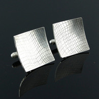 Square Textured Silver Cufflinks