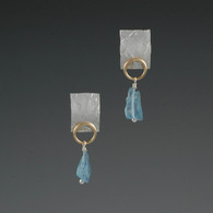 Aquamarine Drop Earrings in Silver & 14kt Gold