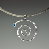 Spiral Pendant with Blue Topaz