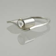 Double Curve Sterling Ring with White Topaz
