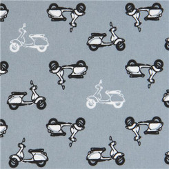 Sevenberry Mini Prints Grey Scooters - Robert Kaufman fabrics
