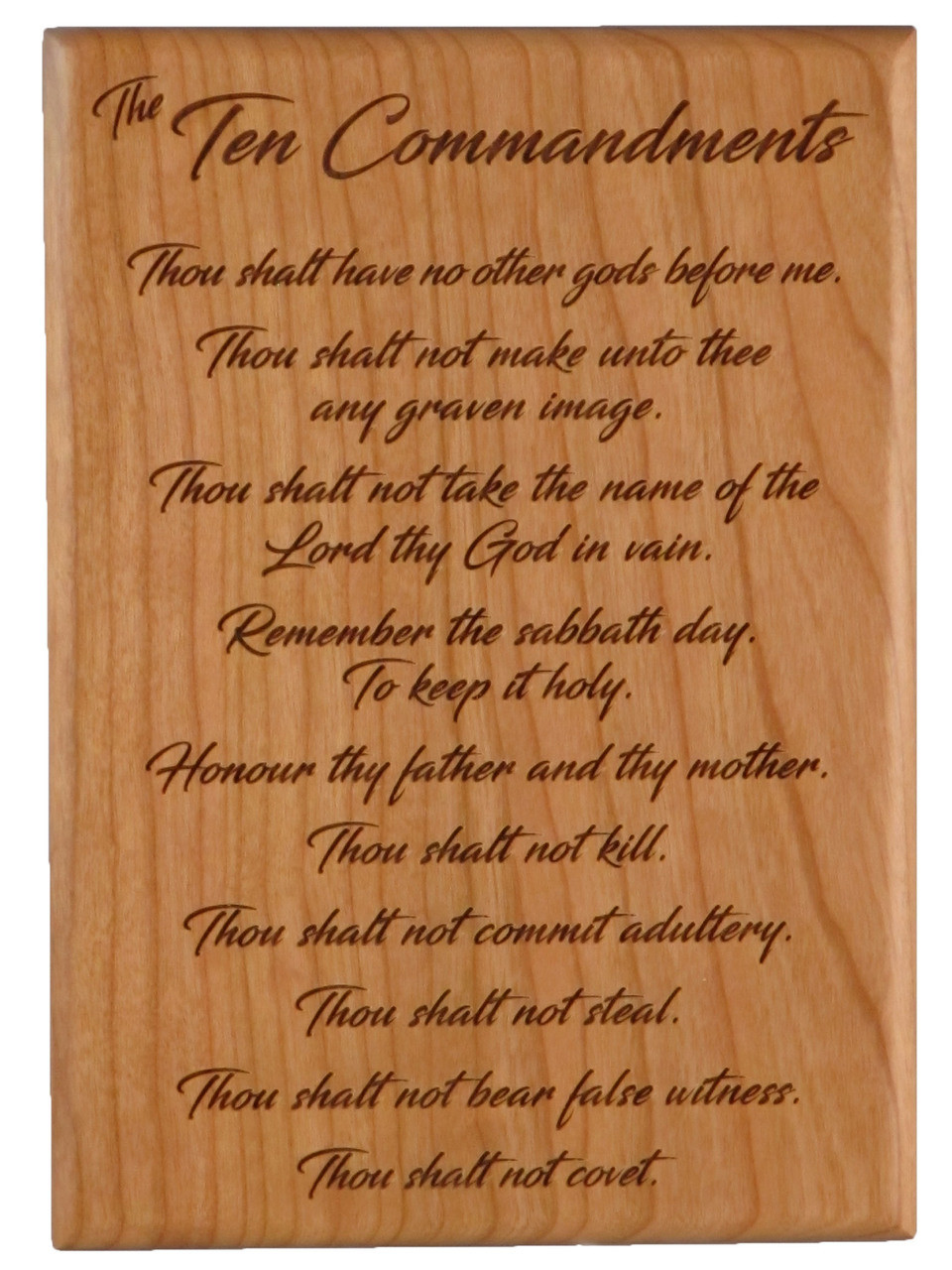 The Ten Commandments Laser Engraved Cherry 12 Inches Tall Wall D/écor