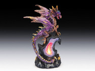 Purple dragon on geode with LED light
