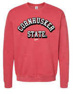 Cornhusker State Arch crewneck heather red