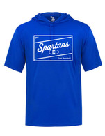 East Patch performance short sleeve hooded tee blue