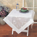 36" Hand Applique Sheer Tablecloth with Satin Border