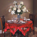 80" Tissue Organza Tablecloth Trimmed with Velvet