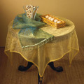 80" Crushed Tissue Organza Tablecloth with Decorative Acrylic Ball