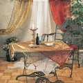 54" Flocked Organza Tablecloth with Decorative Acrylic Ball