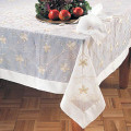 54" Sheer Tablecloth with Floral Embroidery/Satin Border