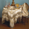 60" Elegant Damask Jacquard tableclolth with Boullion Fringe