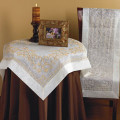 40" Cord Embroidered Tablecloth with Solid Border