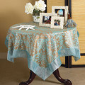 40" Hand Silk Screened Damask Design Tablecloth with Tissue Border