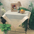 36" Sheer Tablecloth with Satin Border and Tassels