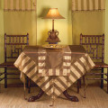 60" Striped Sheer Tissue Two-Tone Tablecloth with Gold Tones and Tassels