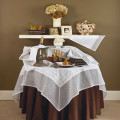 90" Hand Beaded Sheer Tissue 2-Tone Tablecloth with Tassels