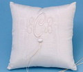 Moire Monogram Ring Pillow,  Ivory
